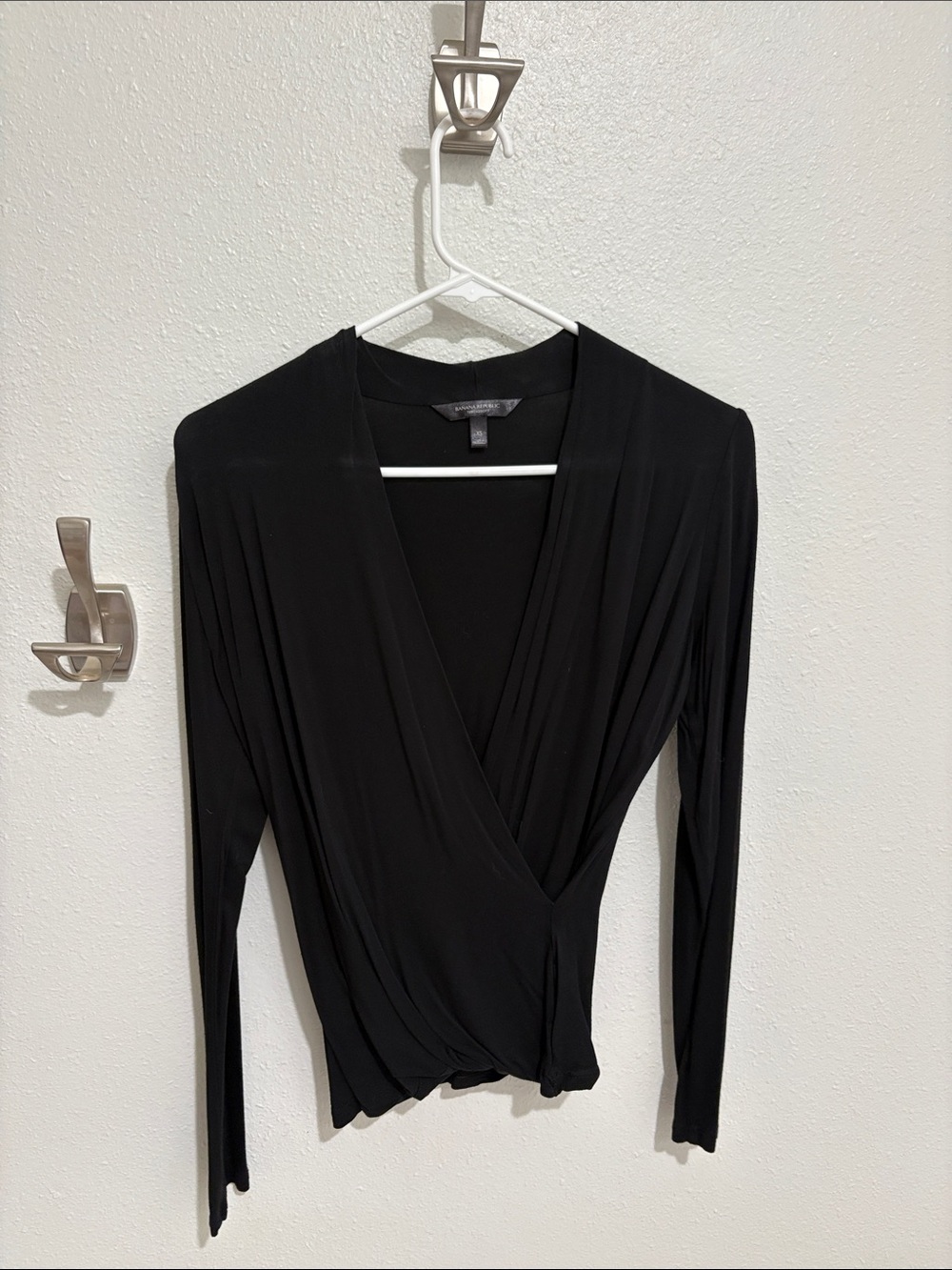 Banana Republic Black Wrap Long-Sleeve Top